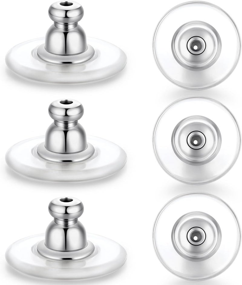 Formulen 6 PCS Big Earring Backs Replacements, 12mm/0.47 Inch Locking Earring Backs for Big Studs/Droopy Heavy Earrings, Hypoallergenic Clear Comfortable for Women & Men - Image 1